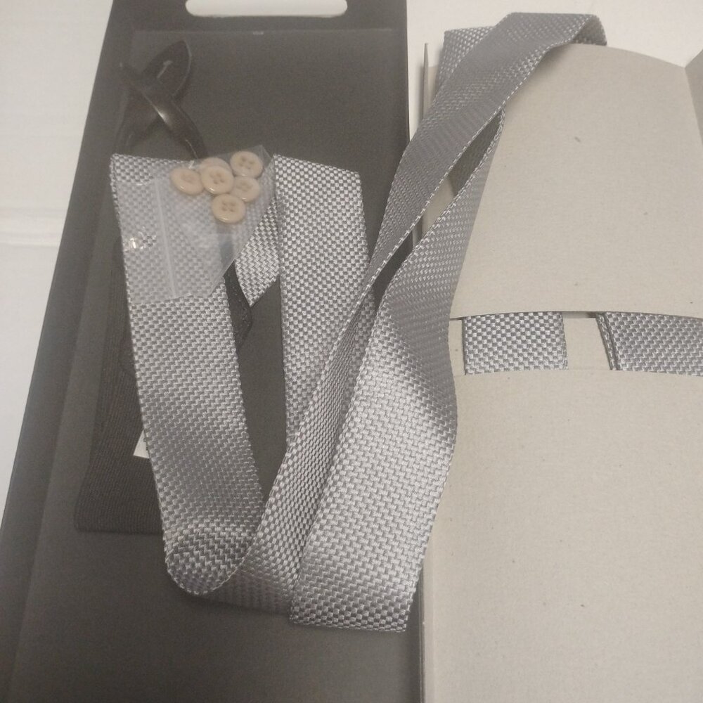 ❤️NEW IN BOX DION NECKWEAR Suspenders Gray 100% Pure Italian Silk